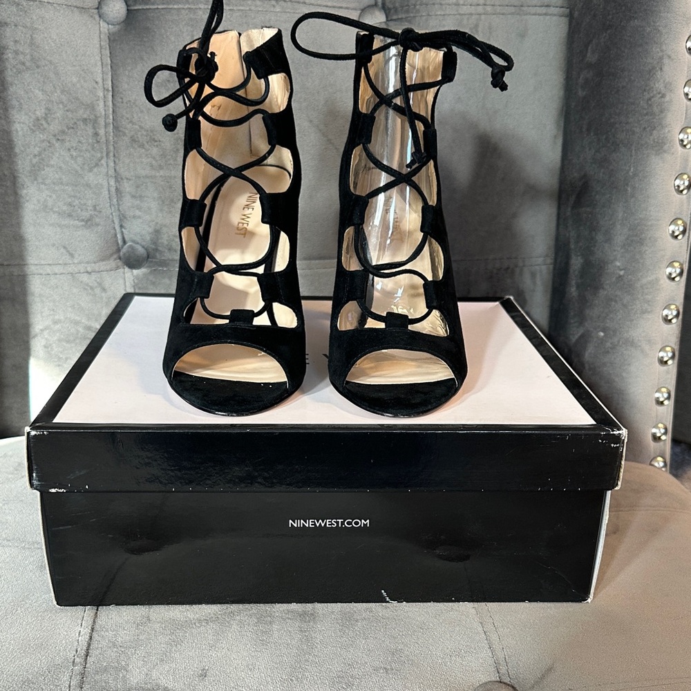 Nine West Black Lace-Up Heels